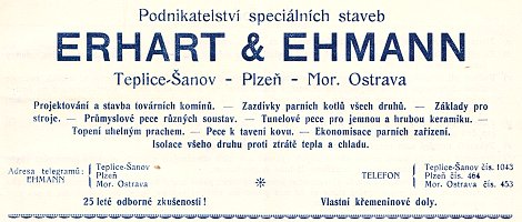 Erhart & Ehmann - hlavika firemnho tiskopisu (rok 1925)